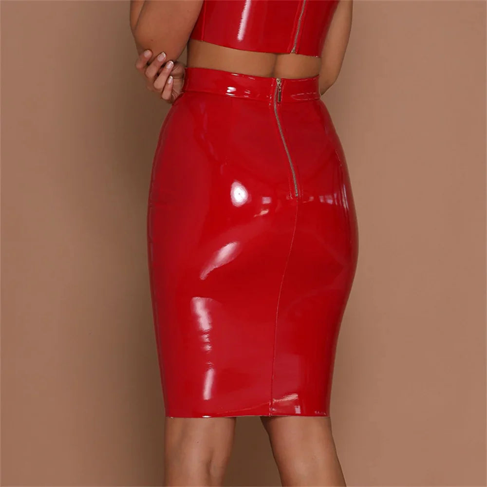 Sweet Candy Wet-Look Skirt