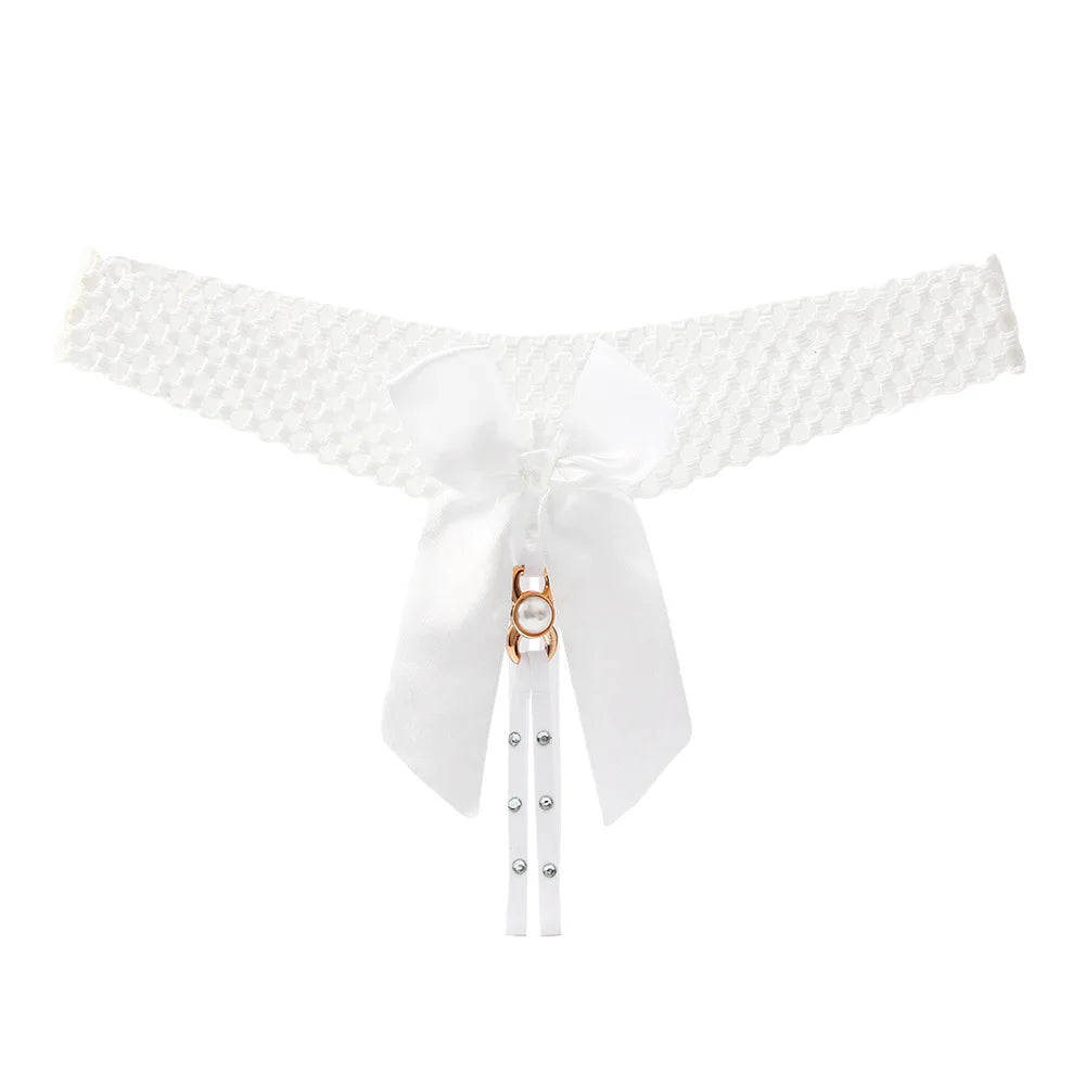 Noir Pearl Bow G-String