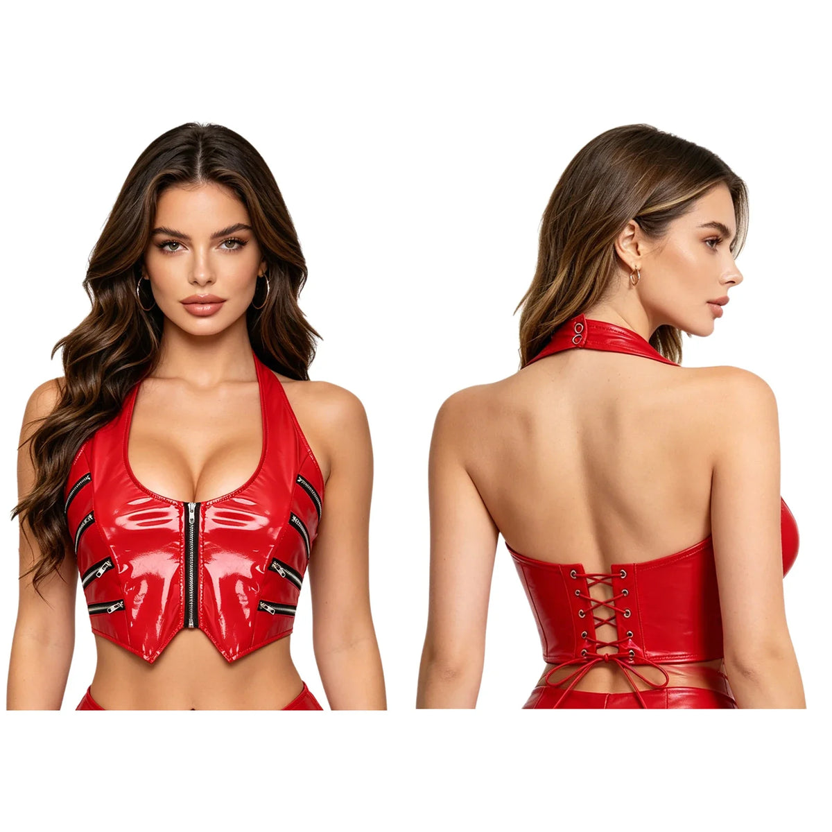 Onyx Zip Halter Top