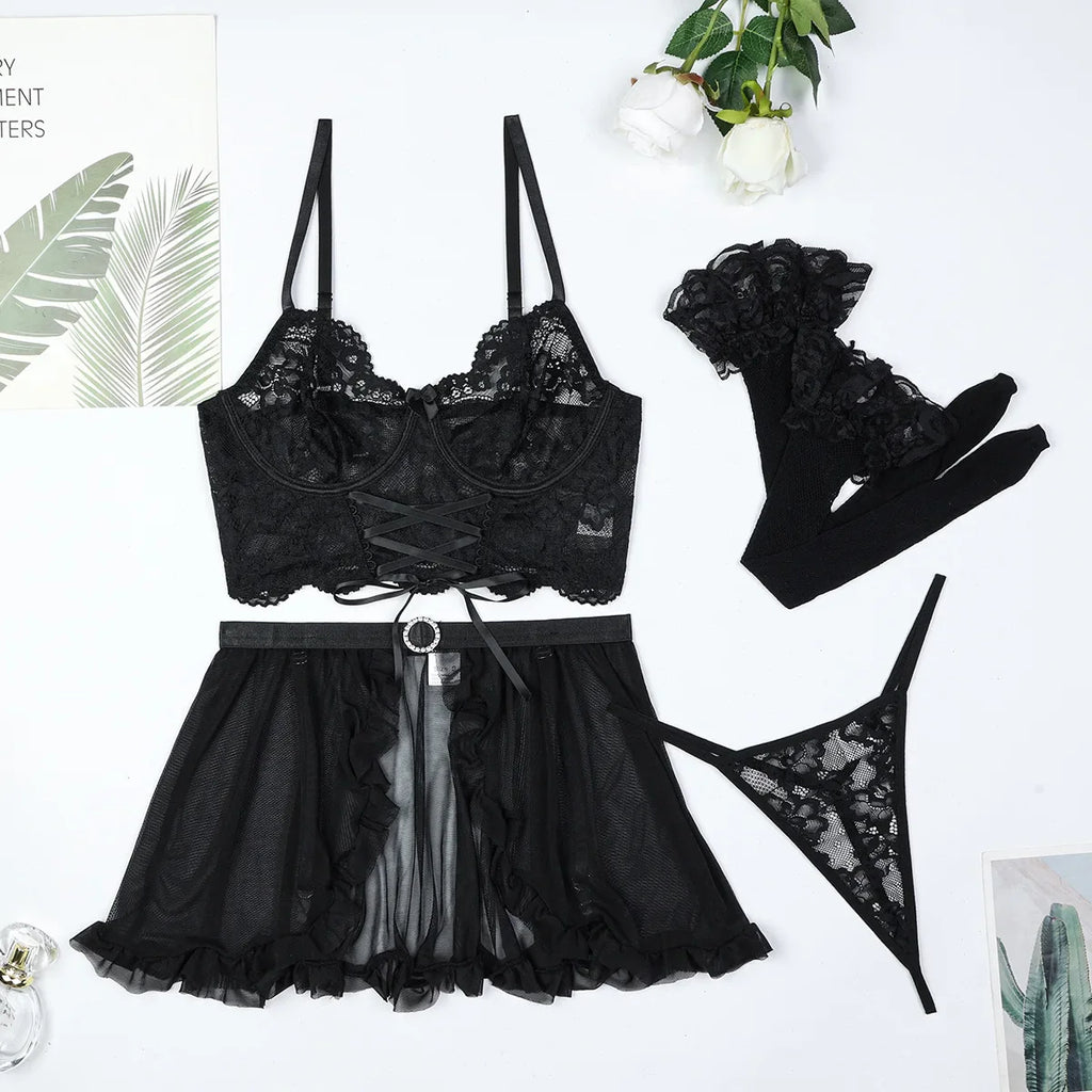 Crimson Temptation Lace Set