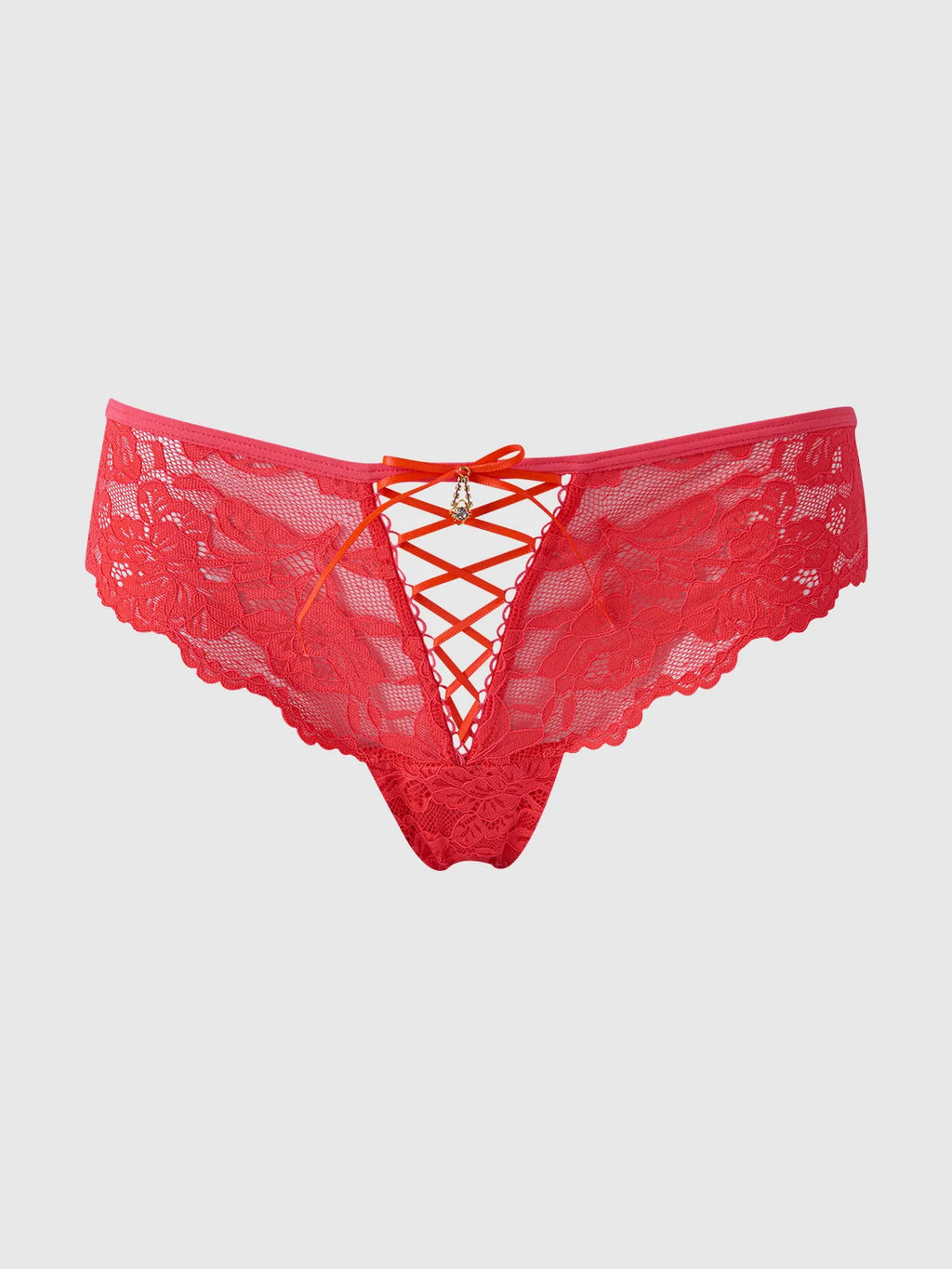 Bella Lace Up Front Lace Tanga — view 4 | Lavah Pleasure