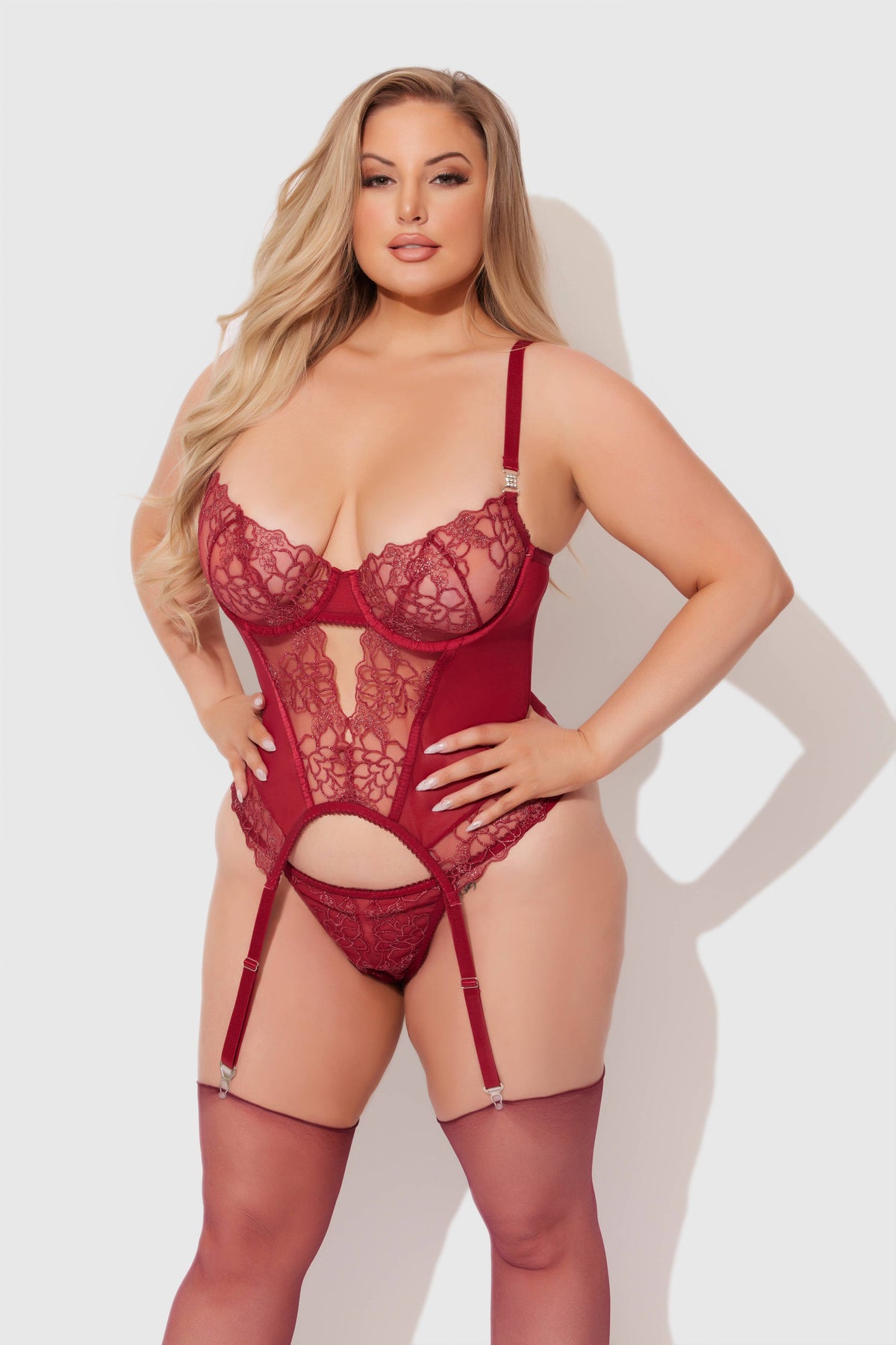 Eden Embroidered Lace Bustier & G-String Set — view 12 | Lavah Pleasure