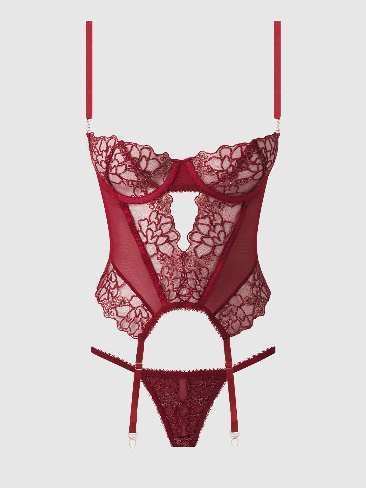 Eden Embroidered Lace Bustier & G-String Set — view 3 | Lavah Pleasure
