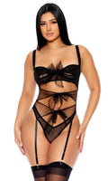 Unwrap Me Mesh Bow Cutout Teddy — Bodysuit | Lavah Pleasure