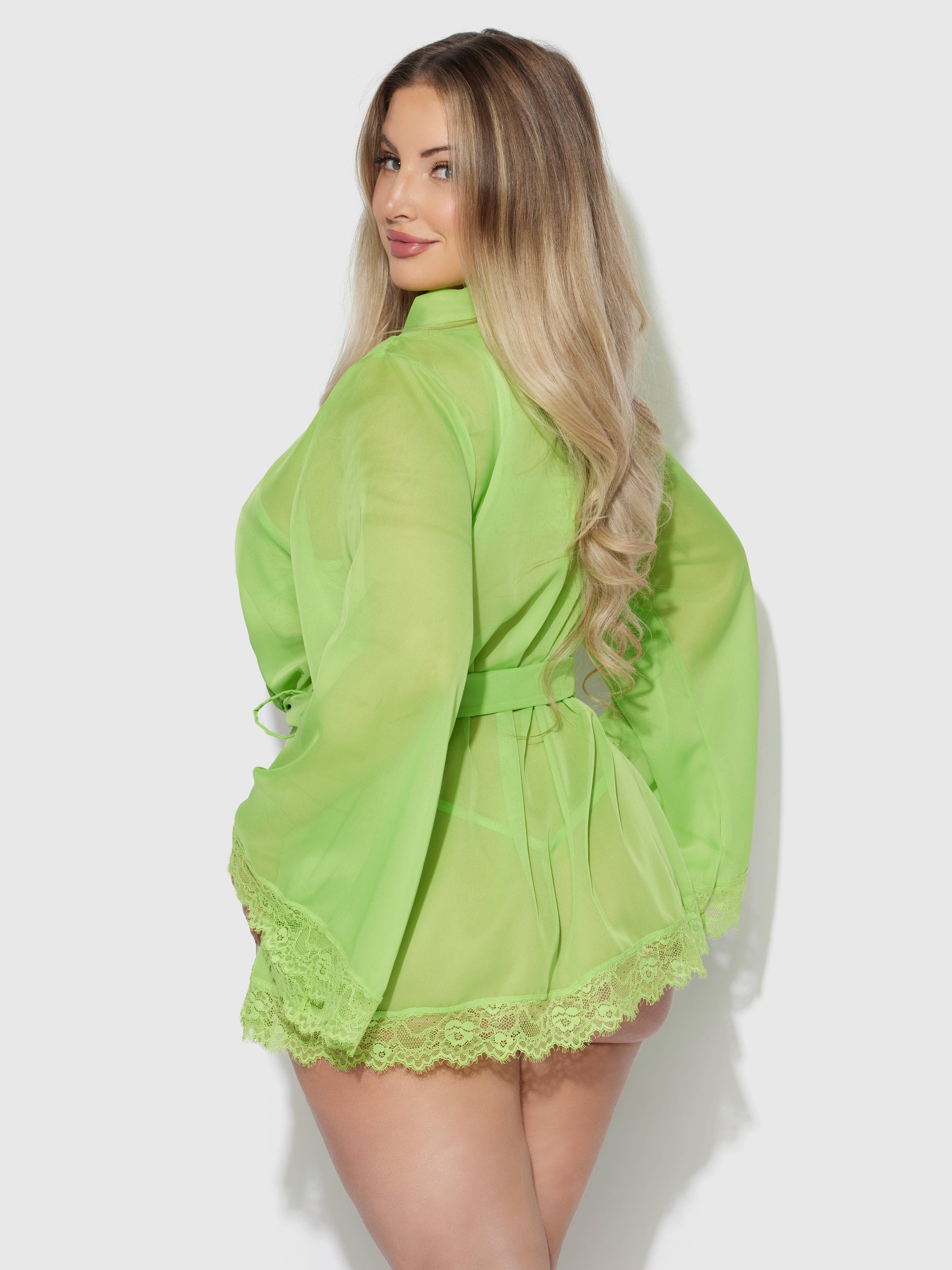 Shavon Lace & Chiffon Robe, Bralette & G-String Set — view 14 | Lavah Pleasure