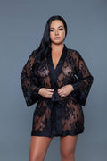 Delia Robe Floral Lace Robe with Satin Trimming — Robe | Lavah Pleasure