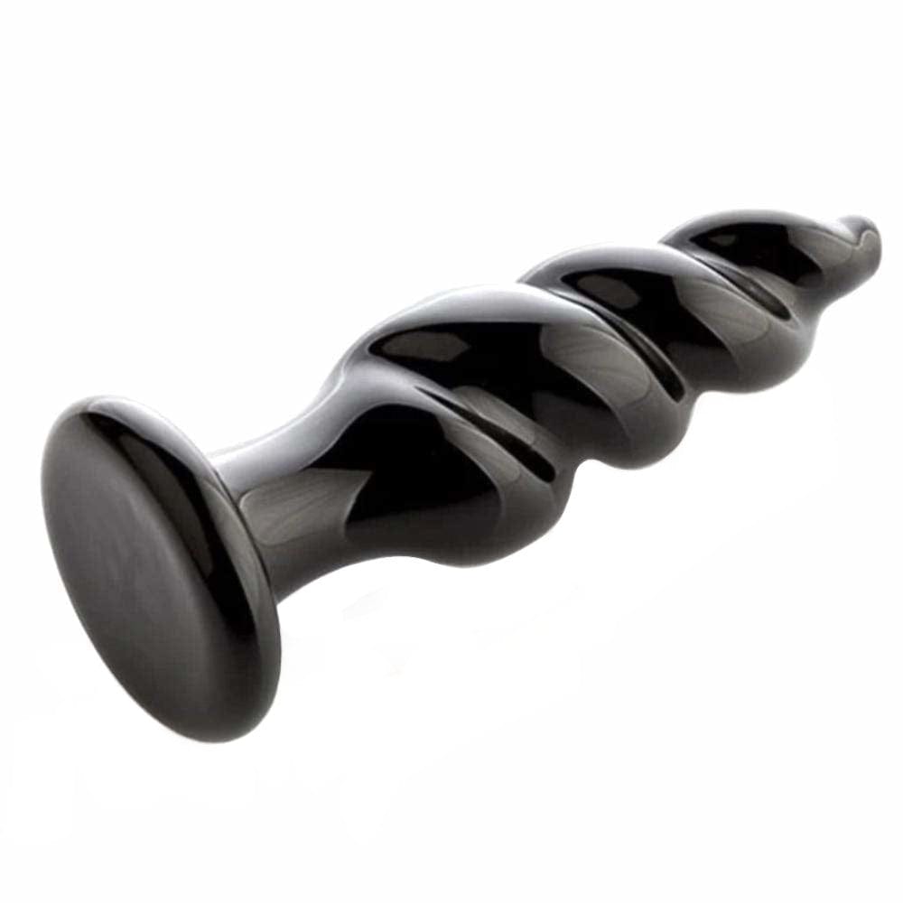 Black Spiral Glass Anal Plug