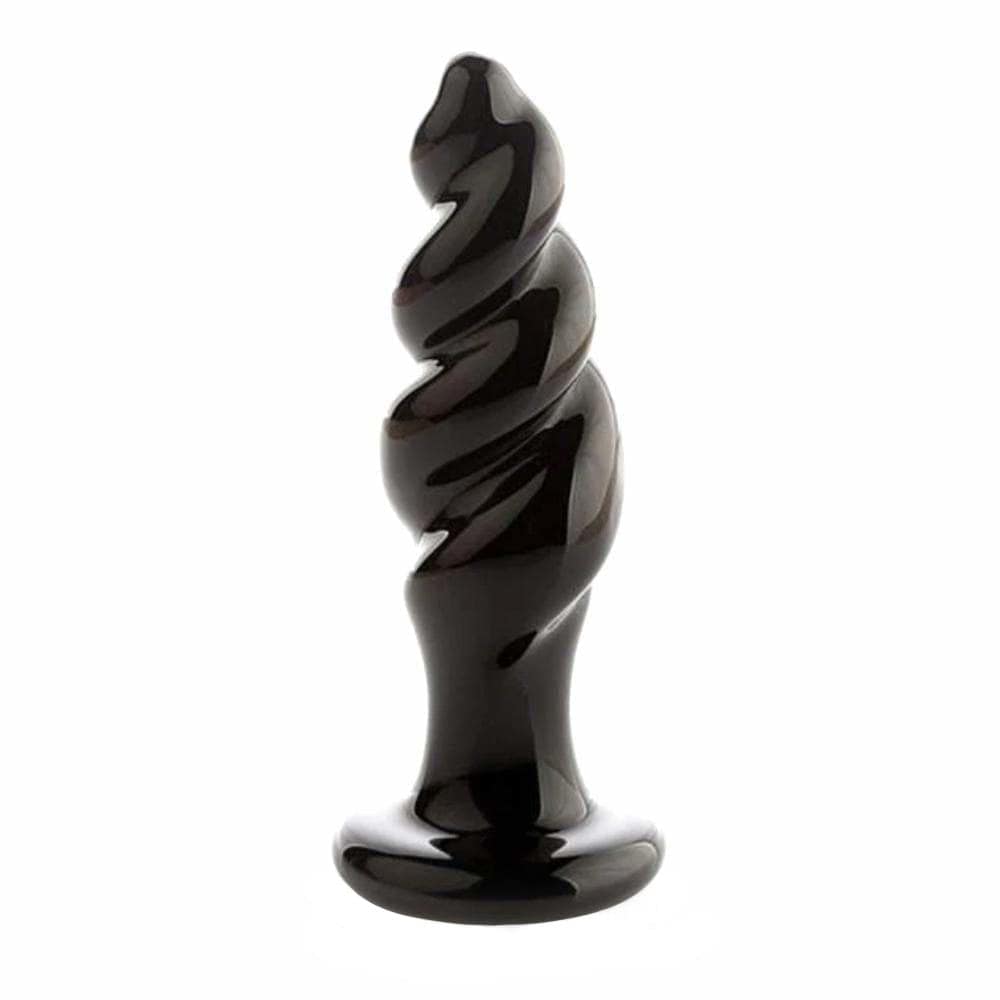 Black Spiral Glass Anal Plug