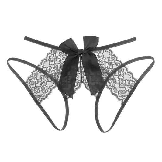 Bow-Lace Crotchless Panty