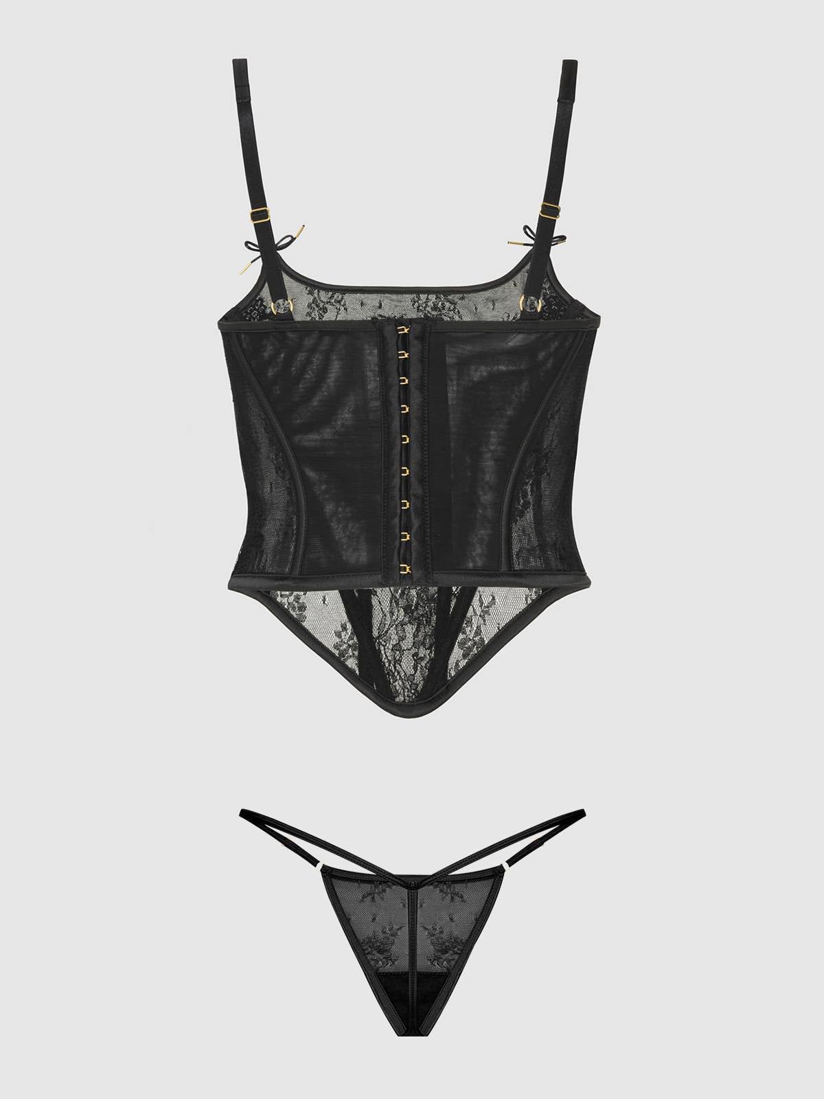 Jocelyn Lace Underwire Bustier & G-String Set — view 7 | Lavah Pleasure