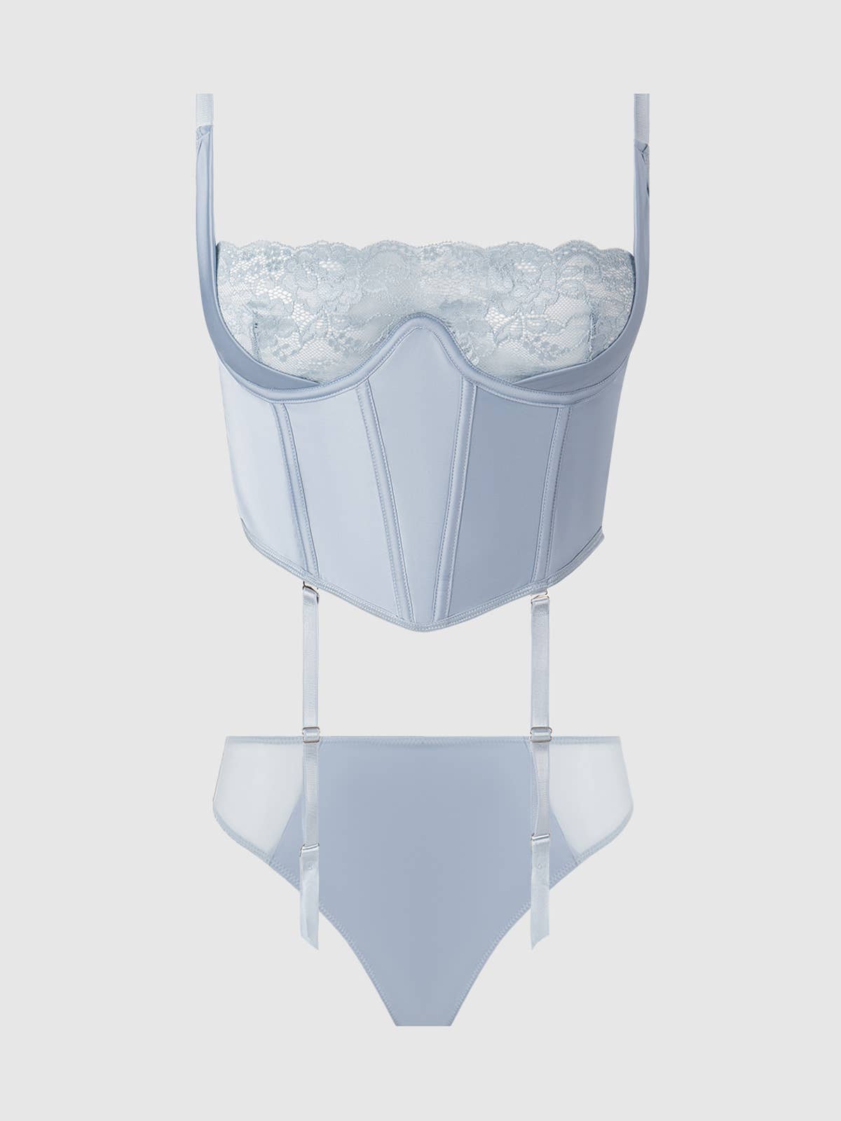 Sienna Satin & Lace Bustier & Cheeky Set