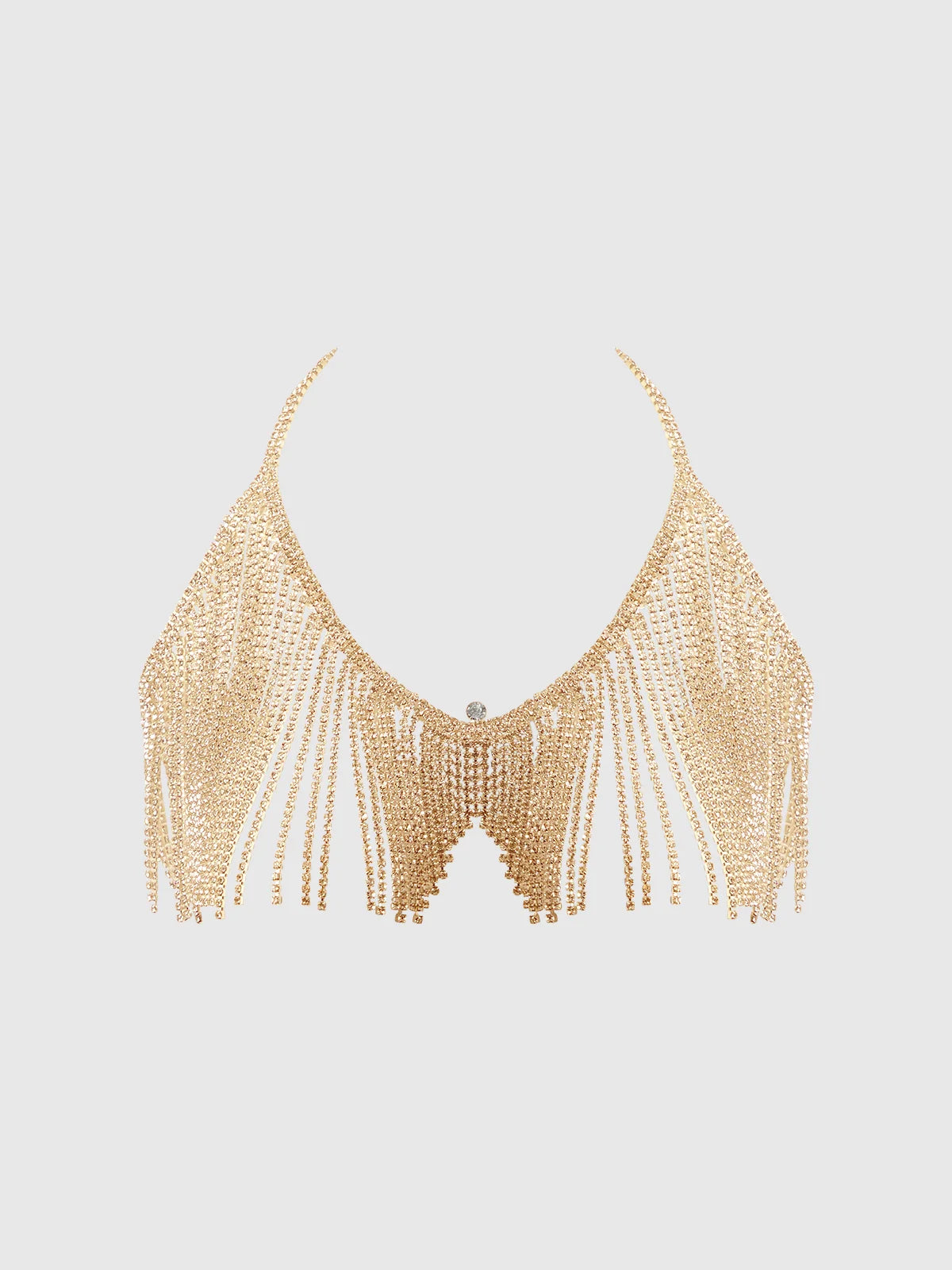 Rhinestone Dangle V-Neck Bra — view 4 | Lavah Pleasure