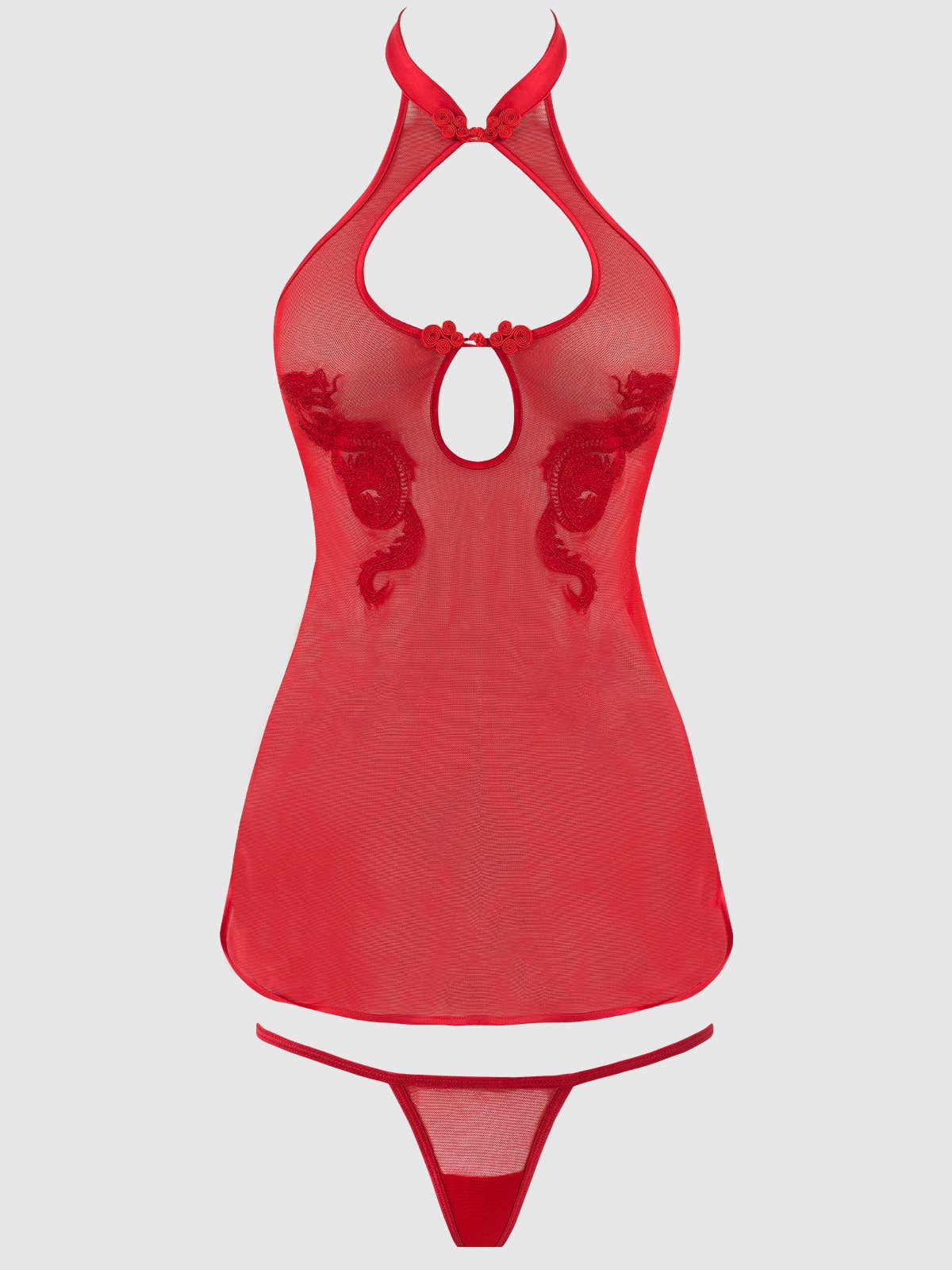 Dragon Mesh & Applique Chemise & G-String Set