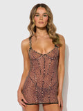 Alia Leopard Mesh Underwire Chemise & G-String Set — Chemise | Lavah Pleasure