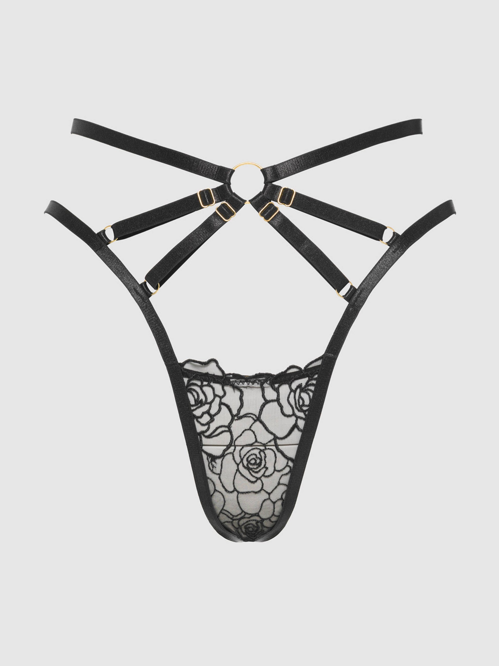Rosalie Embroidered Lace Strappy Backless Tanga