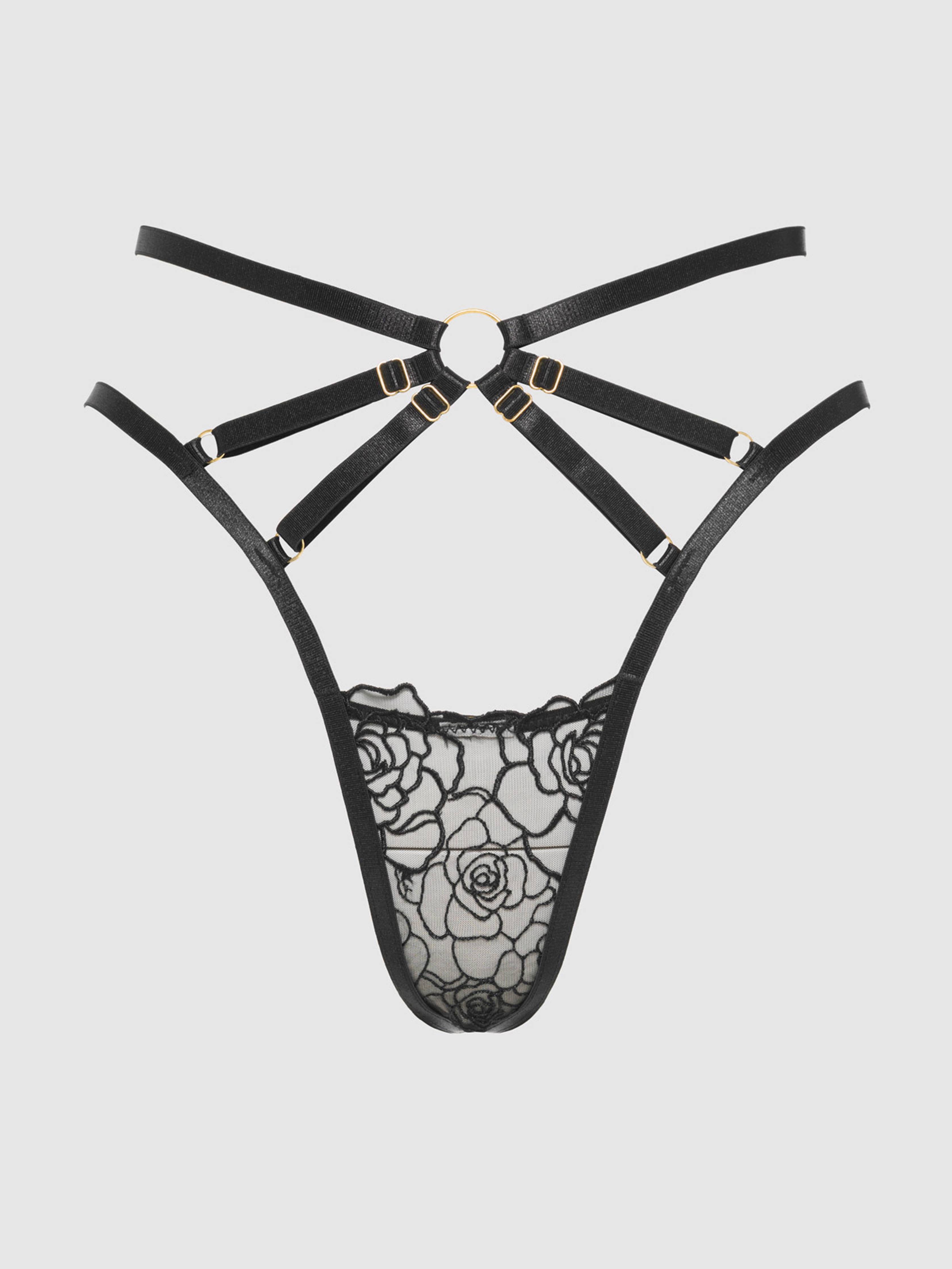 Rosalie Embroidered Lace Strappy Backless Tanga — view 10 | Lavah Pleasure