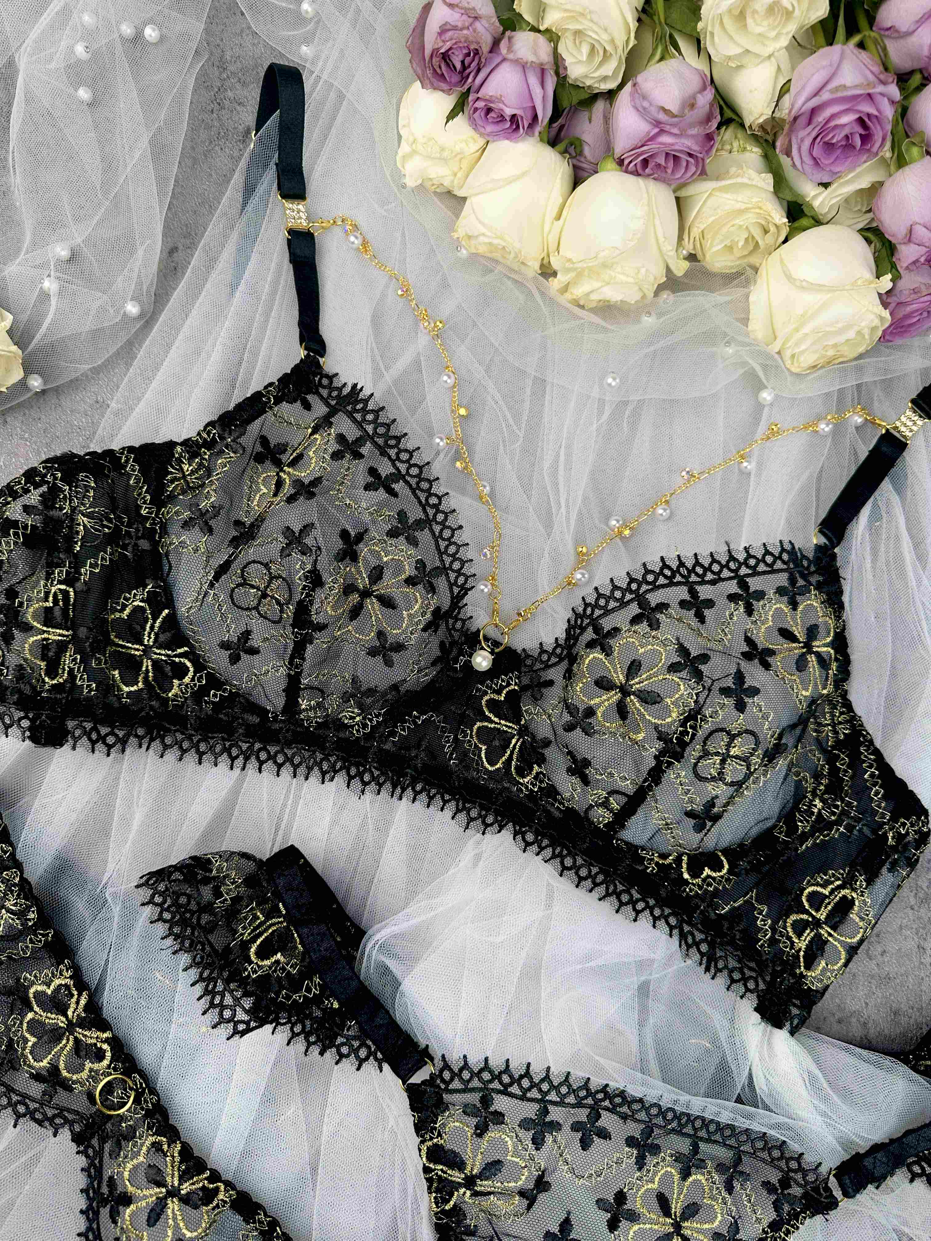 Vanessa Golden Clover Lingerie Set — view 6 | Lavah Pleasure