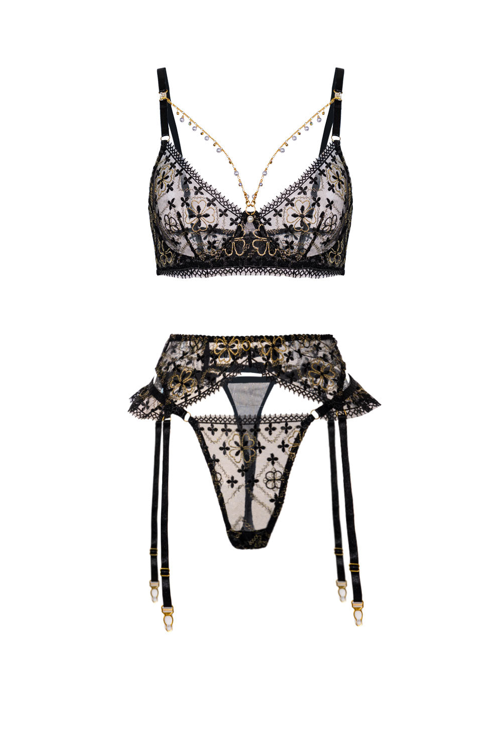 Vanessa Golden Clover Lingerie Set — view 4 | Lavah Pleasure