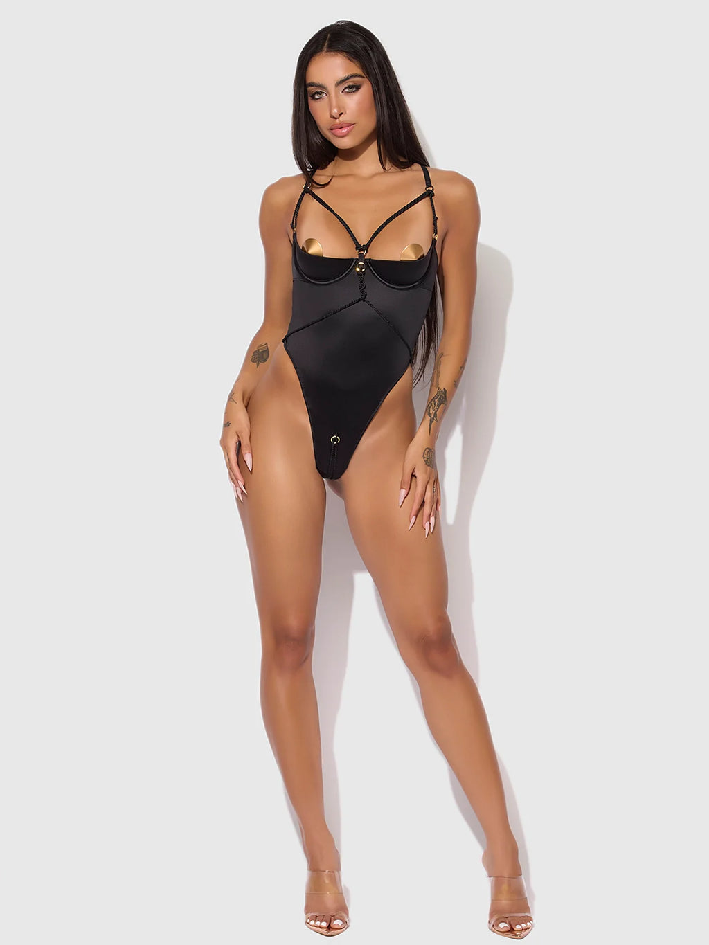 Iryna Silky Micro & Rope Crotchless Teddy
