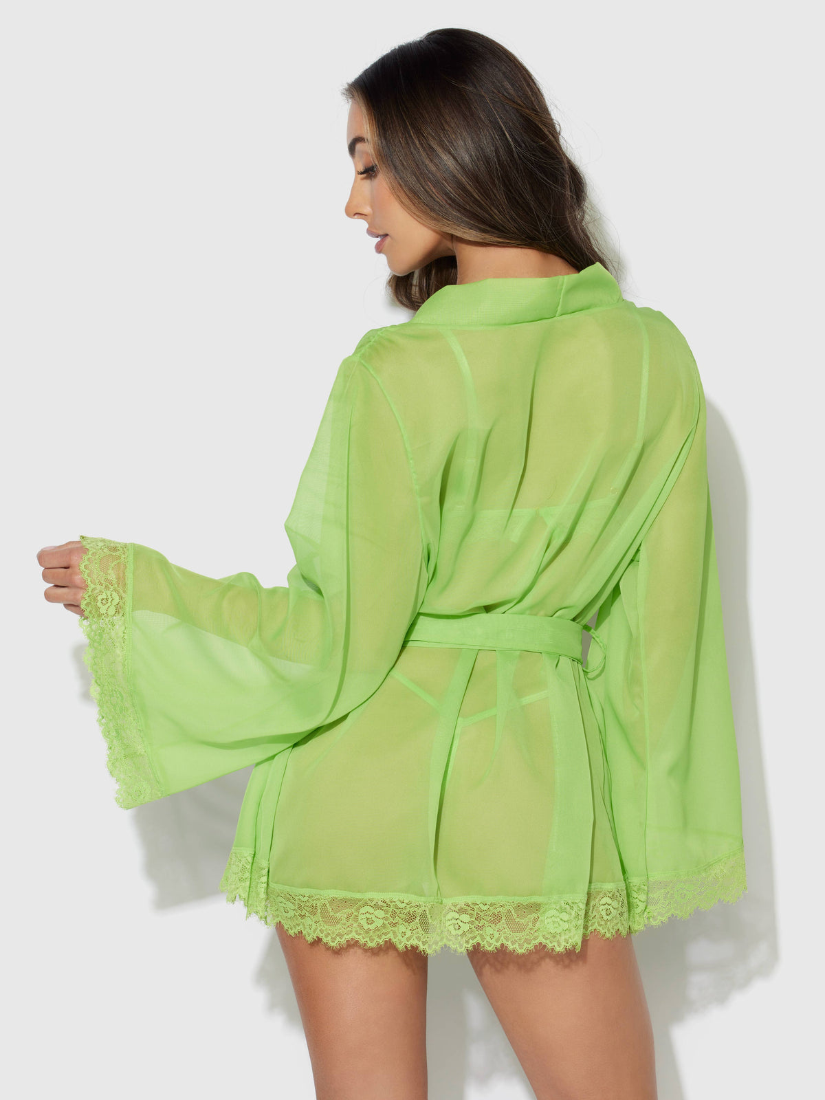 Shavon Lace & Chiffon Robe, Bralette & G-String Set — view 12 | Lavah Pleasure