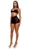 Self Care Ribbed Lace Bra and Shorts Lingerie Set - Black — Bra | Lavah Pleasure