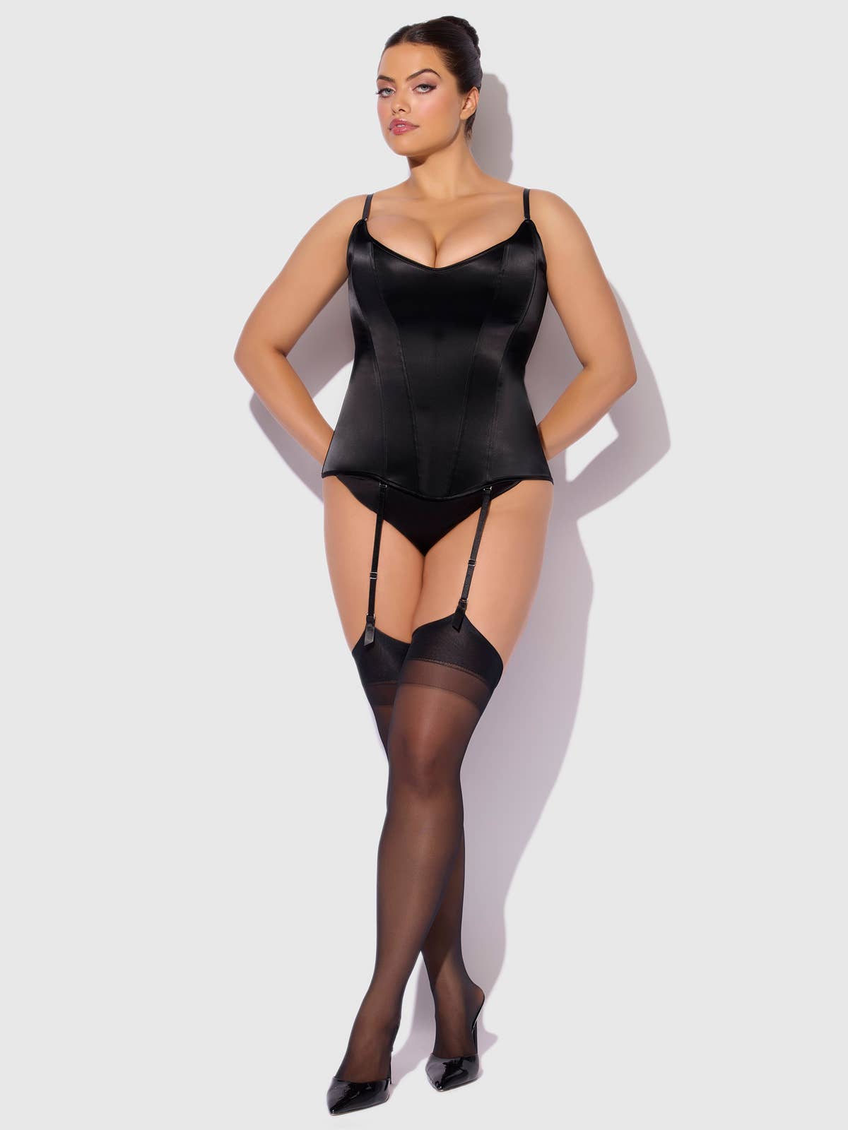 Juliet Satin Scoop Neck Corset — view 6 | Lavah Pleasure