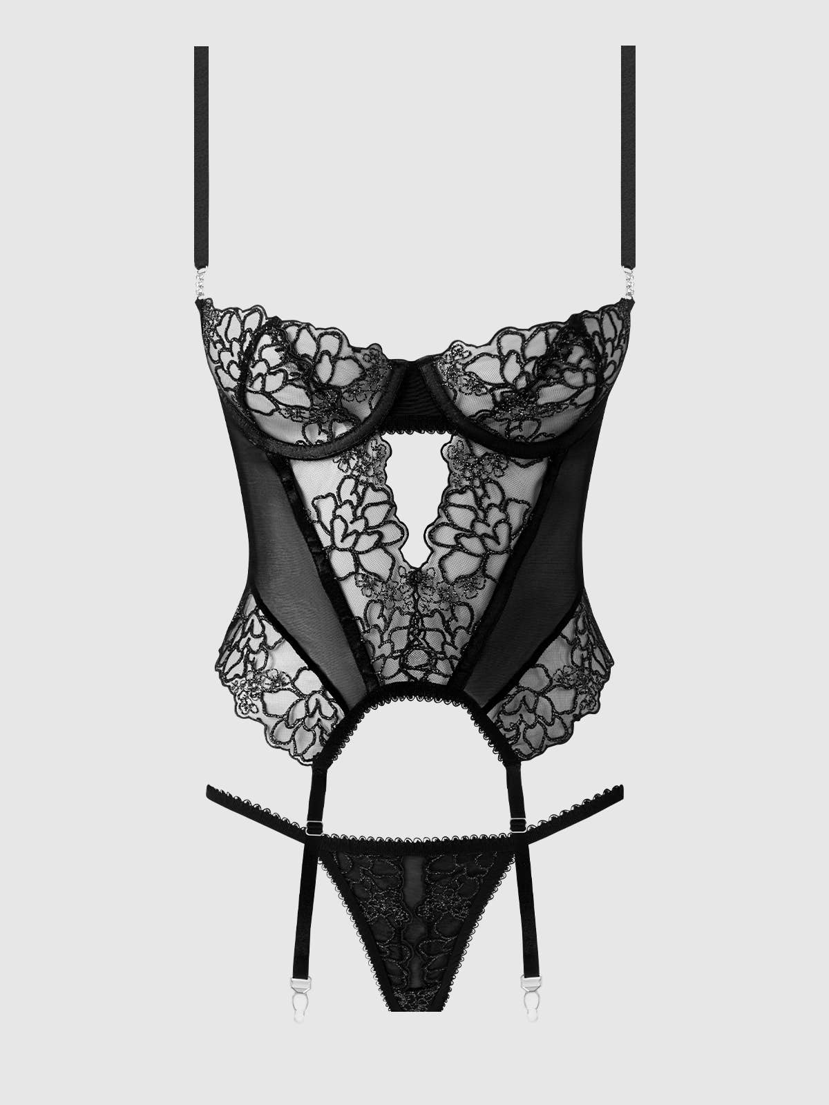 Eden Embroidered Lace Bustier & G-String Set — view 10 | Lavah Pleasure