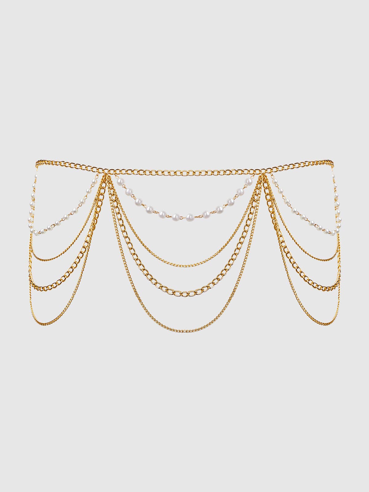 Pearl & Chain Draped Garter