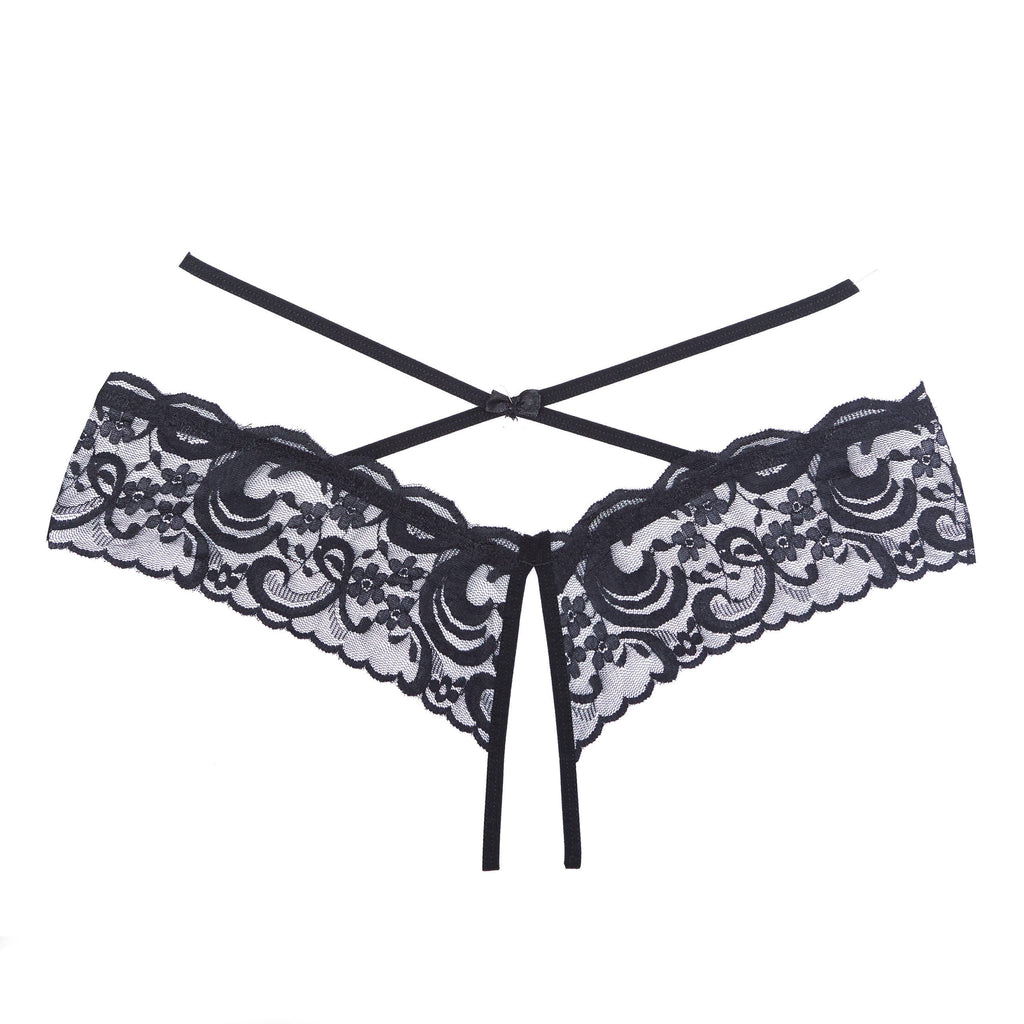 Open Panty - Lace Band, Criss Cross Waist Straps