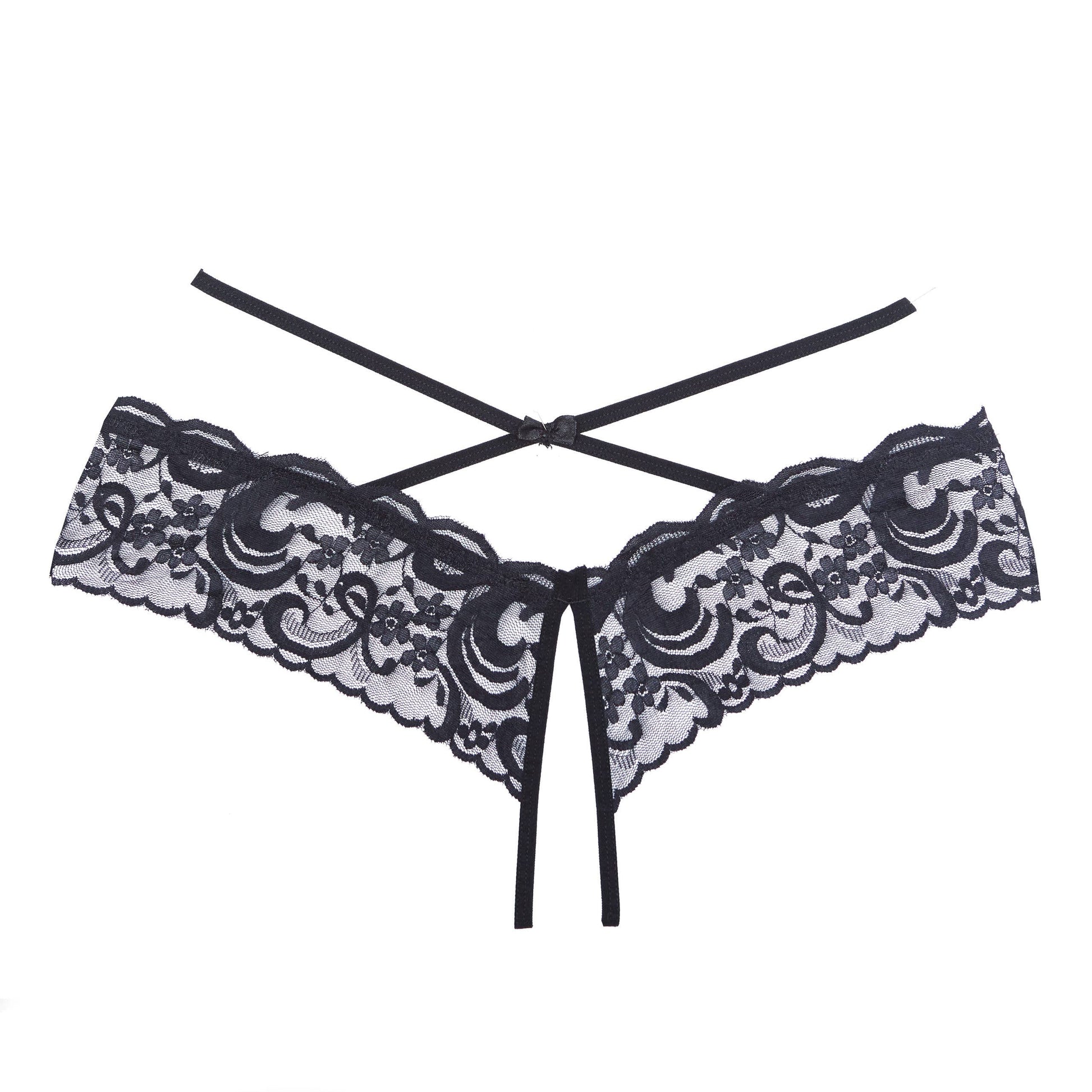 Open Panty - Lace Band, Criss Cross Waist Straps