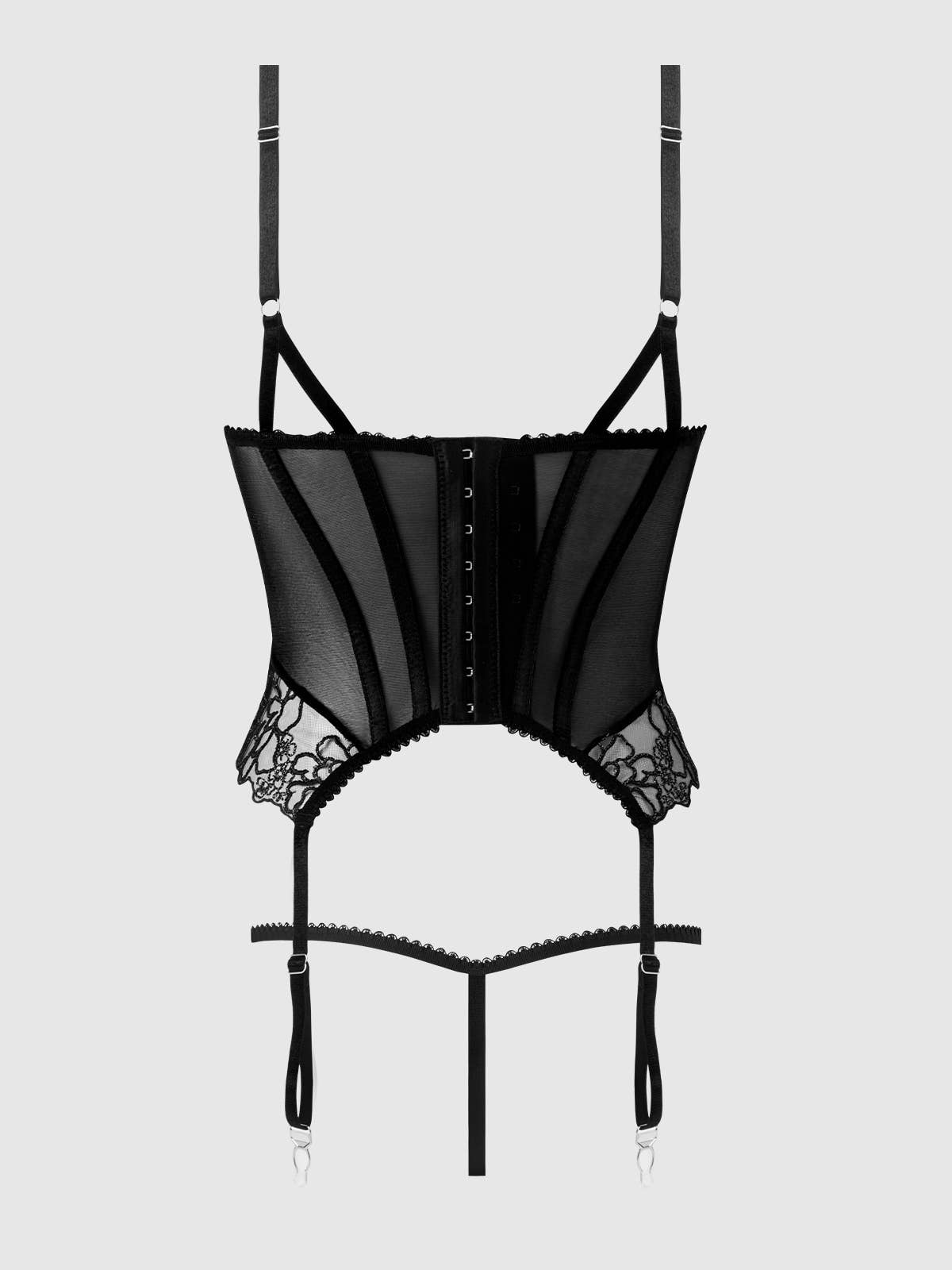 Eden Embroidered Lace Bustier & G-String Set — view 11 | Lavah Pleasure