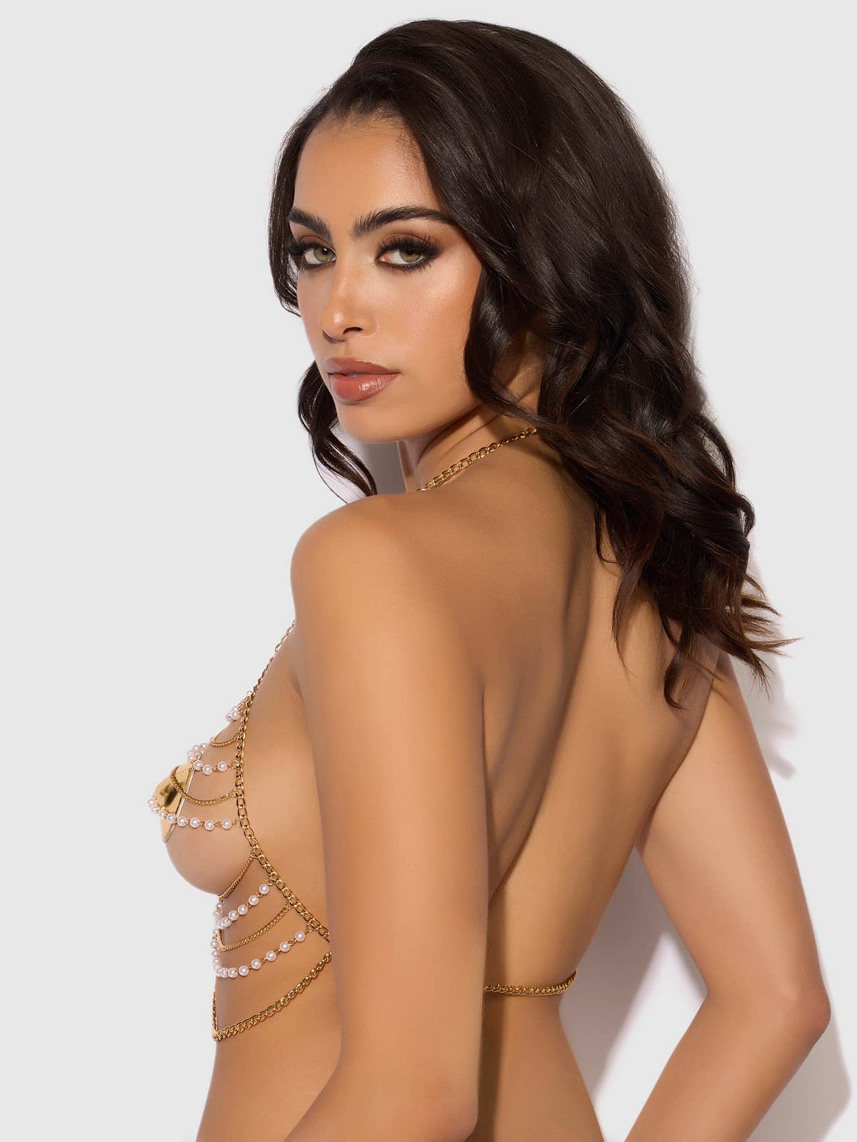 PEARL & CHAIN DRAPED BRALETTE — view 4 | Lavah Pleasure