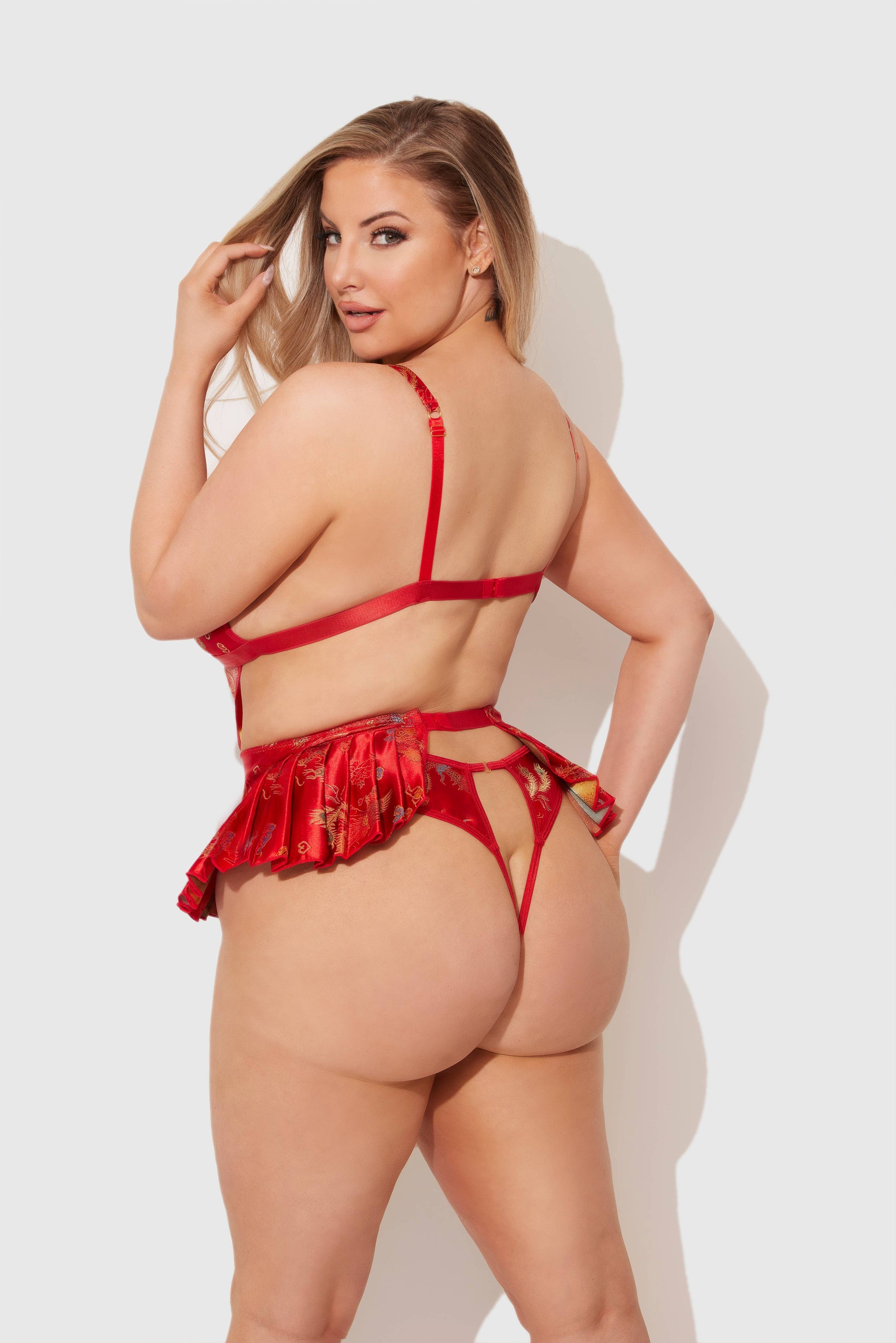 Dragon Satin Skirted Teddy