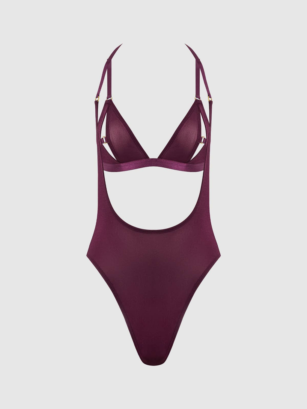 Yasmine Shimmer Mesh Slit Cup, Backless Teddy & Bralette Set