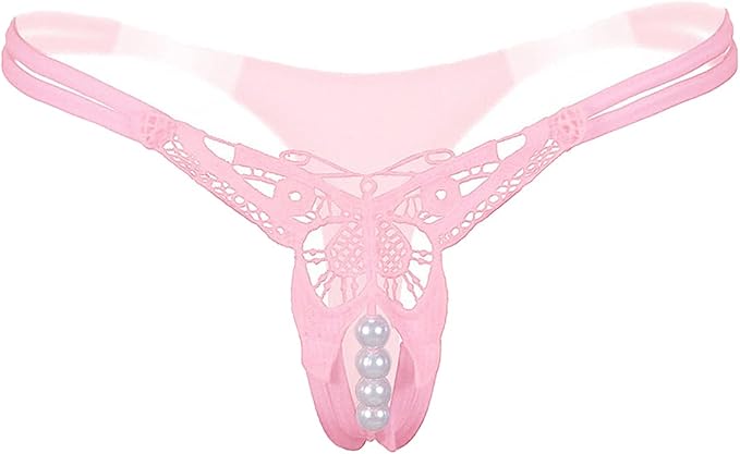 Social Butterfly Crotchless Pearl Thong — view 3 | Lavah Pleasure