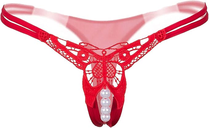 Social Butterfly Crotchless Pearl Thong — view 2 | Lavah Pleasure