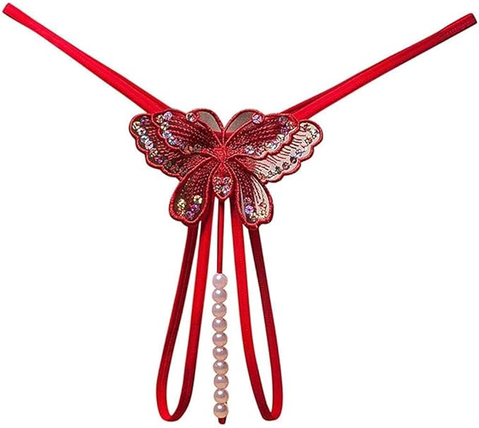 Butterfly Crotchless Pearl Thong — view 2 | Lavah Pleasure